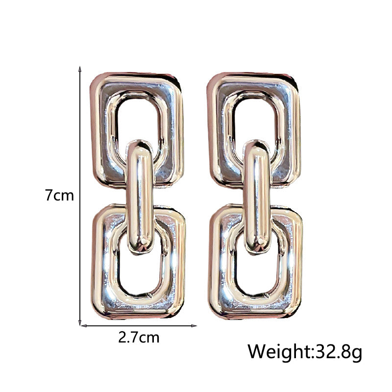 Exaggerated Rectangle Alloy Drop Earrings