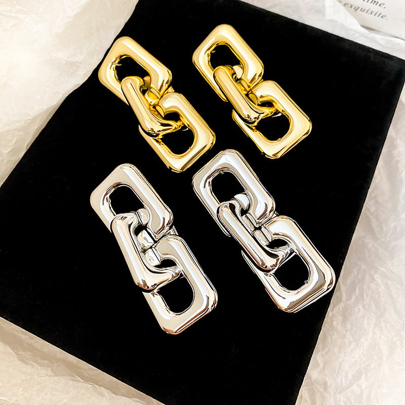 Exaggerated Rectangle Alloy Drop Earrings