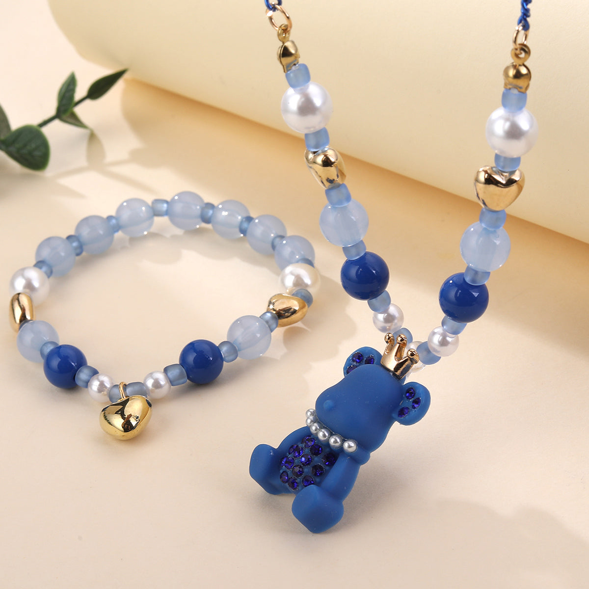 Princess Cute Little Bear Alloy Resin Seed Bead Kid'S Girl'S Bracelets Necklace