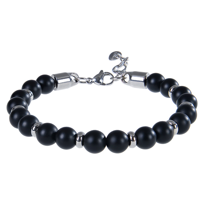 Handmade Classic Style Round 316 Stainless Steel Natural Stone Beaded Unisex Bracelets