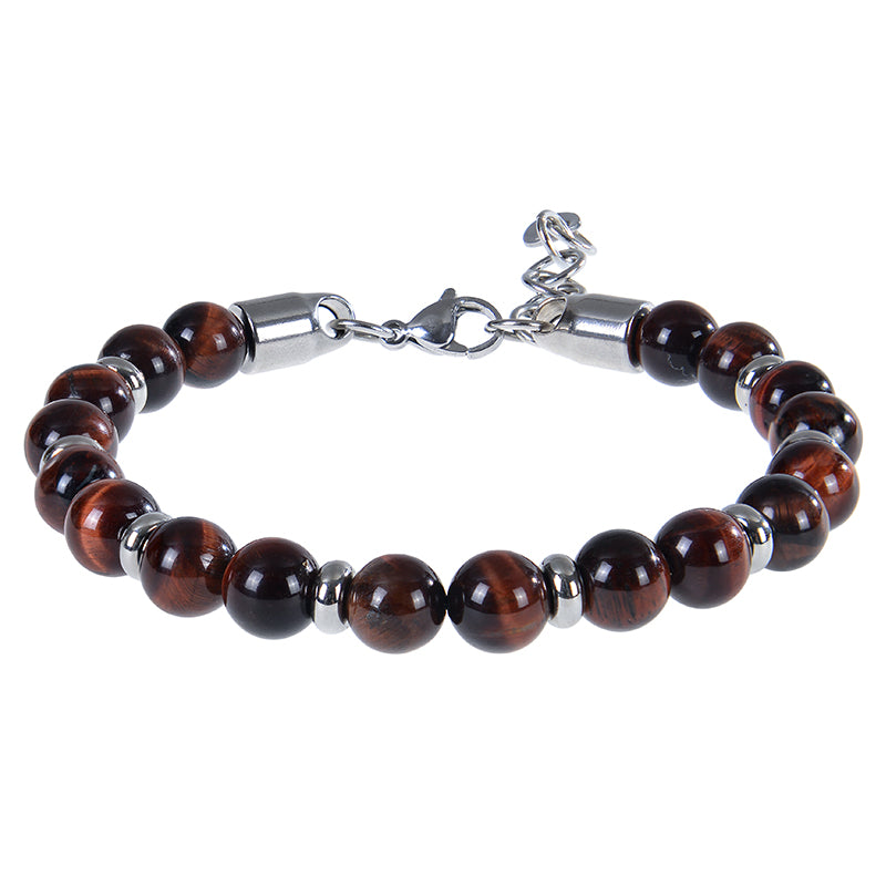 Handmade Classic Style Round 316 Stainless Steel Natural Stone Beaded Unisex Bracelets