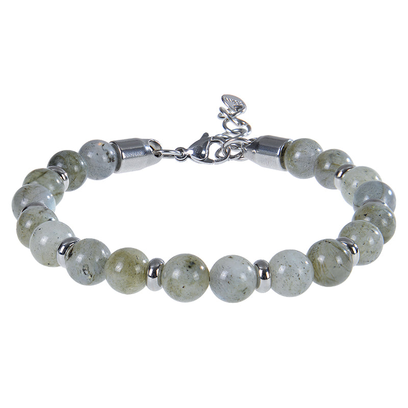 Handmade Classic Style Round 316 Stainless Steel Natural Stone Beaded Unisex Bracelets