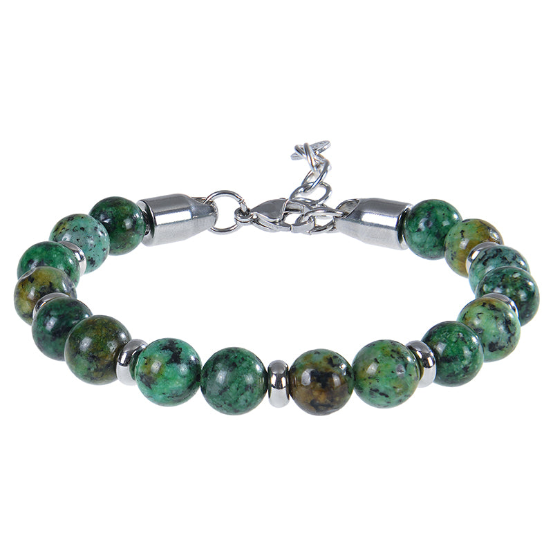 Handmade Classic Style Round 316 Stainless Steel Natural Stone Beaded Unisex Bracelets