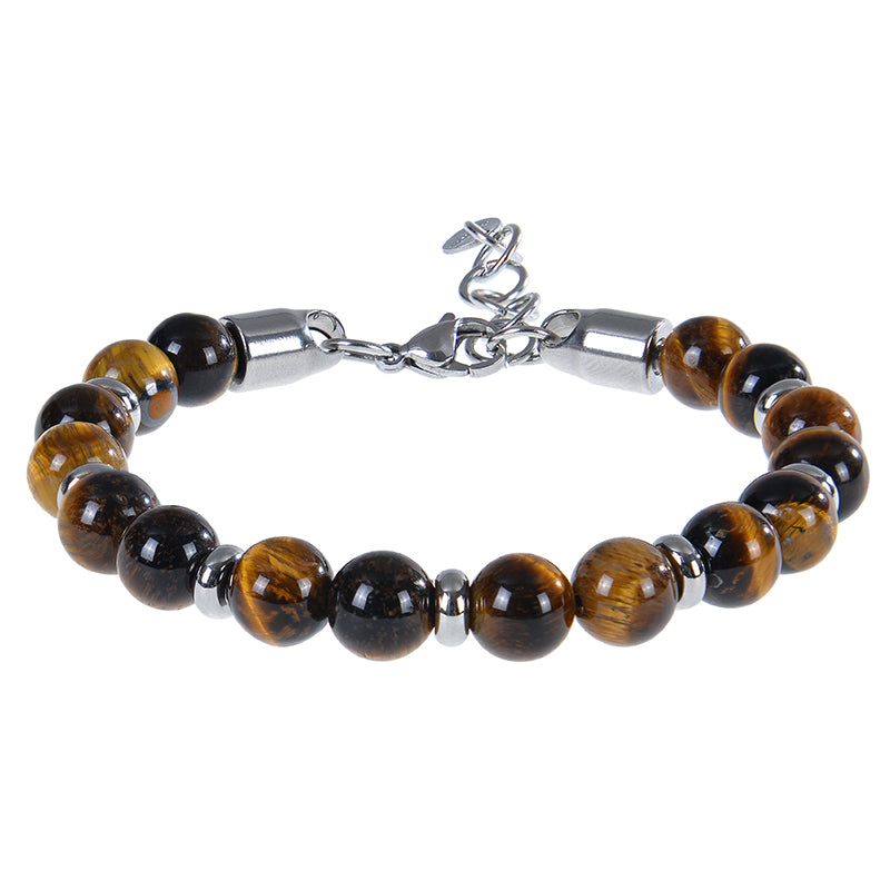 Handmade Classic Style Round 316 Stainless Steel Natural Stone Beaded Unisex Bracelets