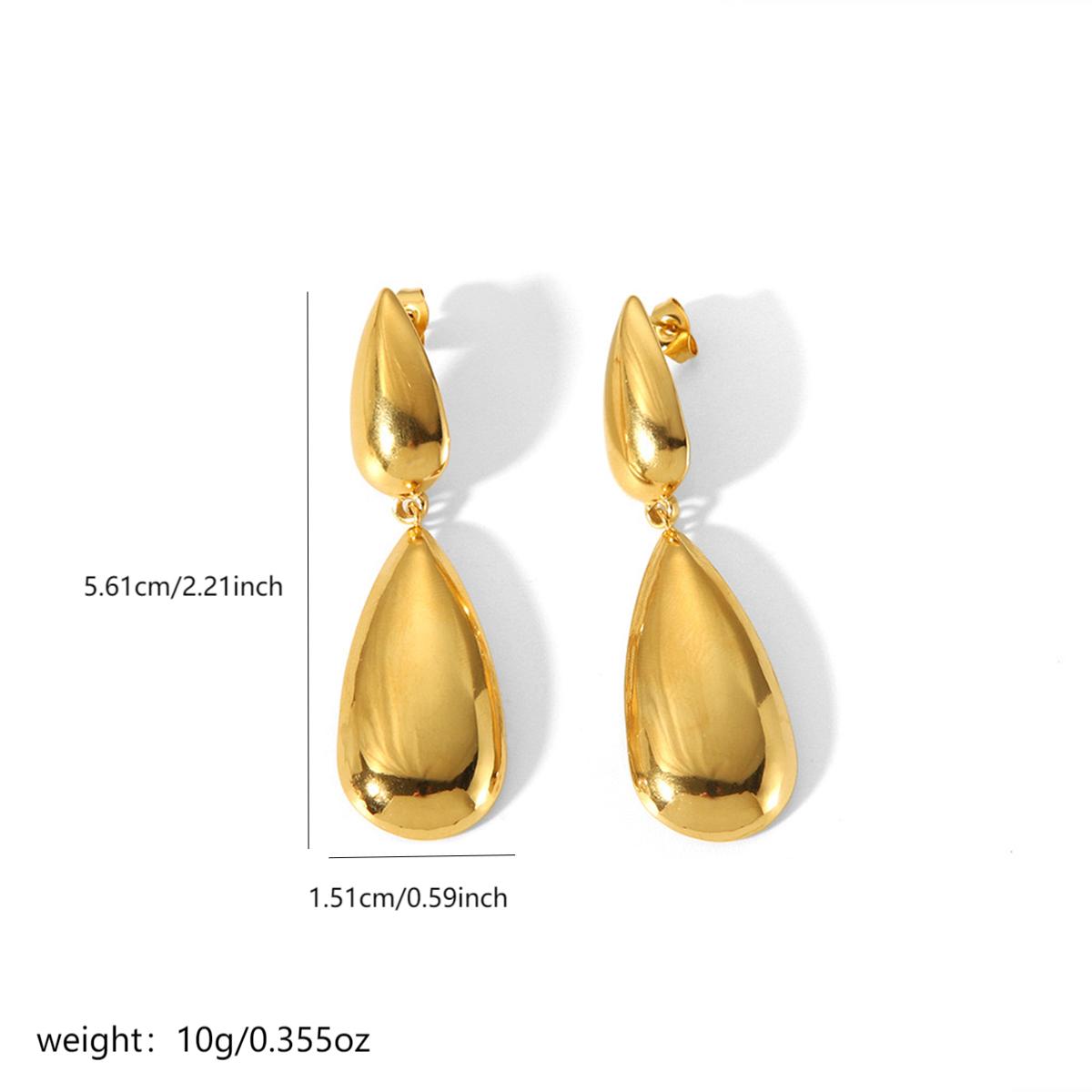 Elegant Water Droplets Mixed Metal Plating 304 Stainless Steel  Earrings