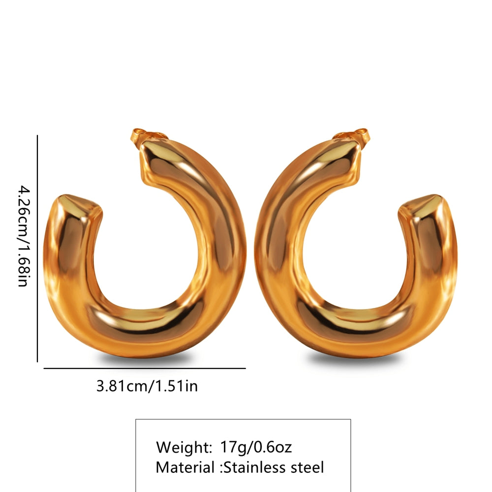 Cool Style Geometric 304 Stainless Steel Imitation Gold Ear Studs