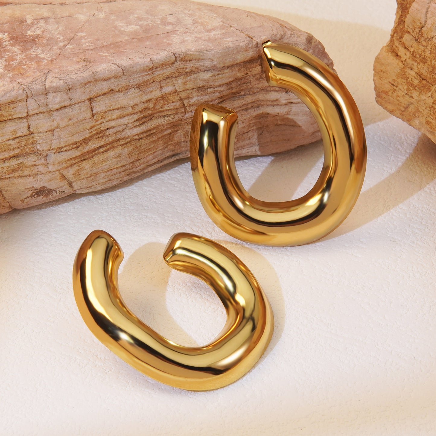 Cool Style Geometric 304 Stainless Steel Imitation Gold Ear Studs