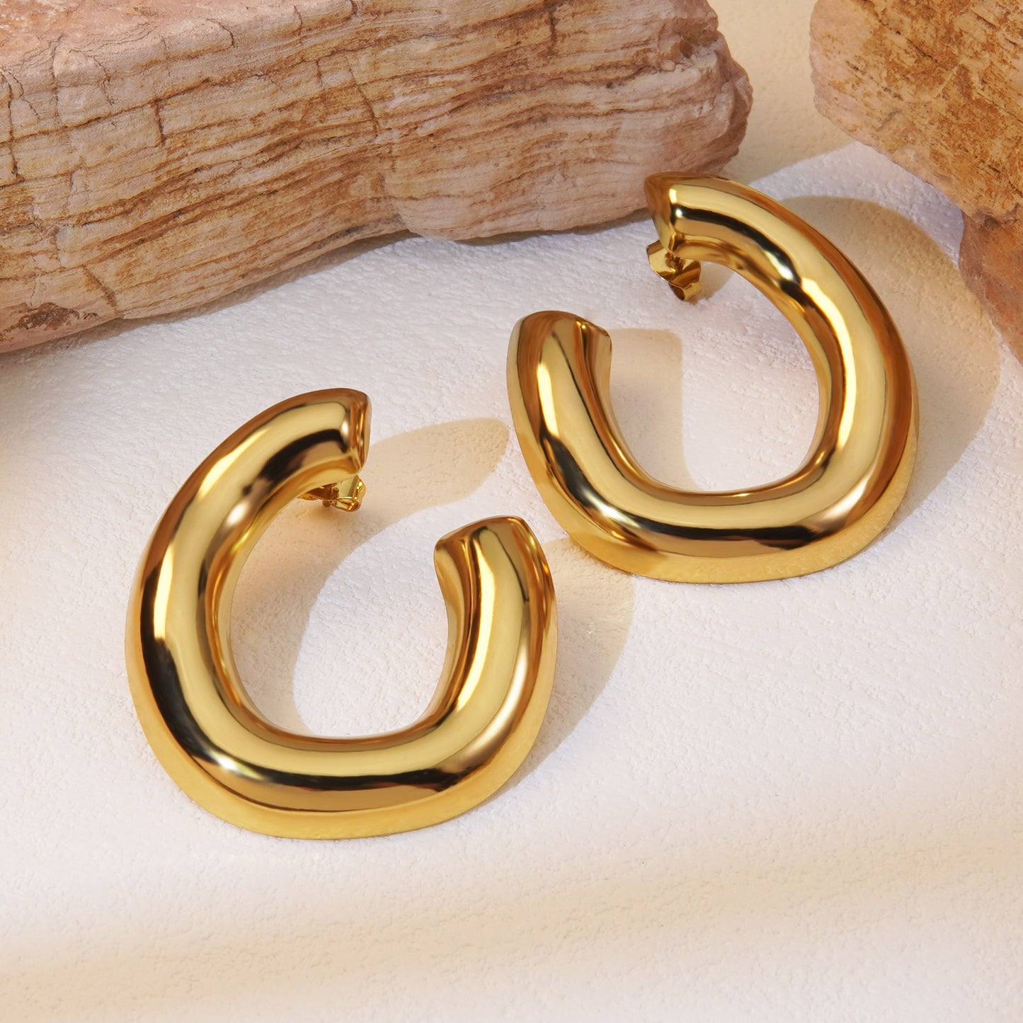 Cool Style Geometric 304 Stainless Steel Imitation Gold Ear Studs