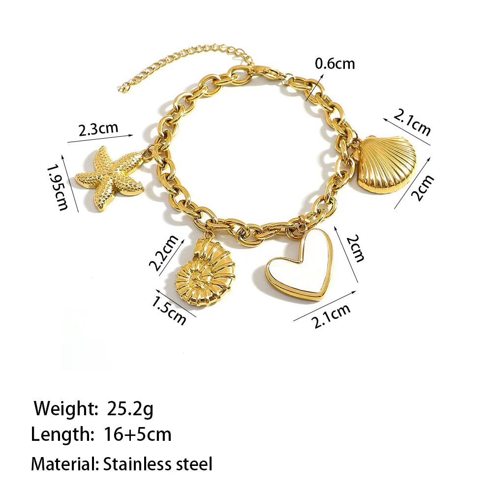 Multi Charms Beach 304 Stainless Steel  Bracelet