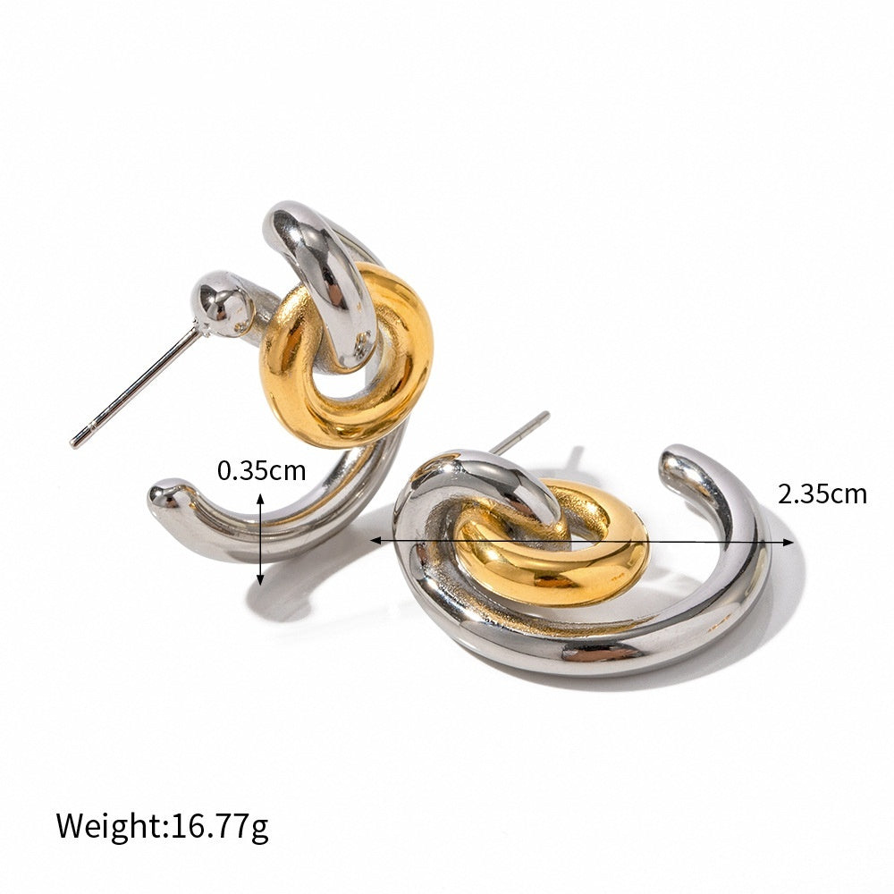 C Shape Circle 304 Stainless Steel Ear Studs