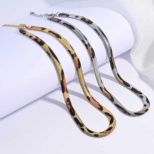 Snake Pattern Leopard 304 Stainless Steel 18K Gold Plated Necklace