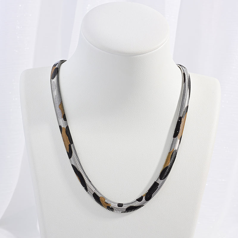 Snake Pattern Leopard 304 Stainless Steel 18K Gold Plated Necklace