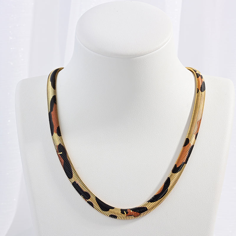 Snake Pattern Leopard 304 Stainless Steel 18K Gold Plated Necklace