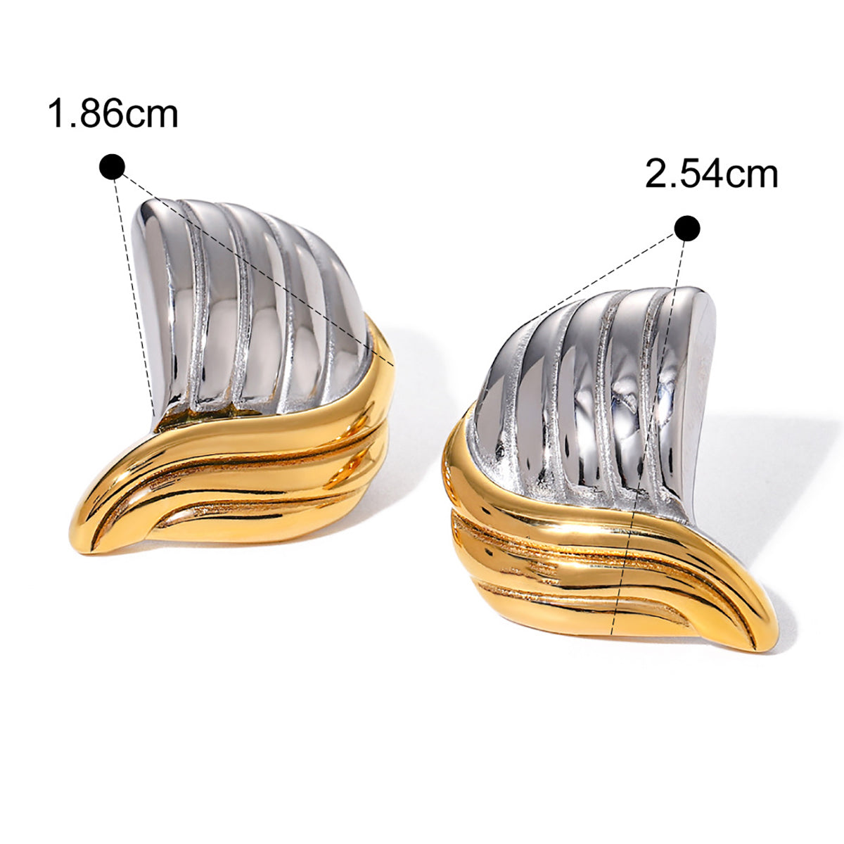 Color Block Mixed Metal 304 Stainless Steel 18K Gold Plated Ear Studs