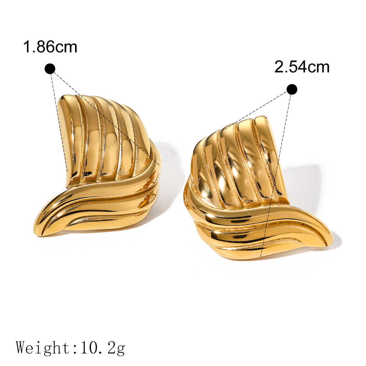 Color Block Mixed Metal 304 Stainless Steel 18K Gold Plated Ear Studs