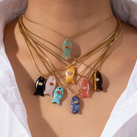 Cute Fish 304 Stainless Steel Plating Pendant Necklace