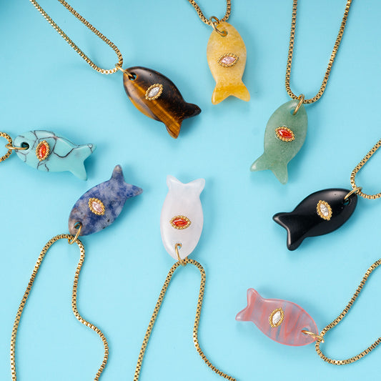 Cute Fish 304 Stainless Steel Plating Pendant Necklace