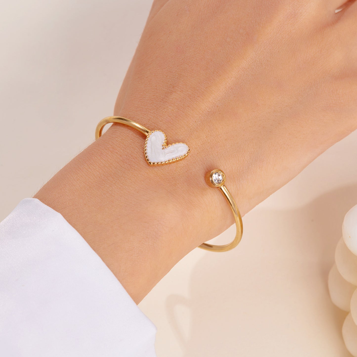 Simple Style Heart Shape 304 Stainless Steel Bangle