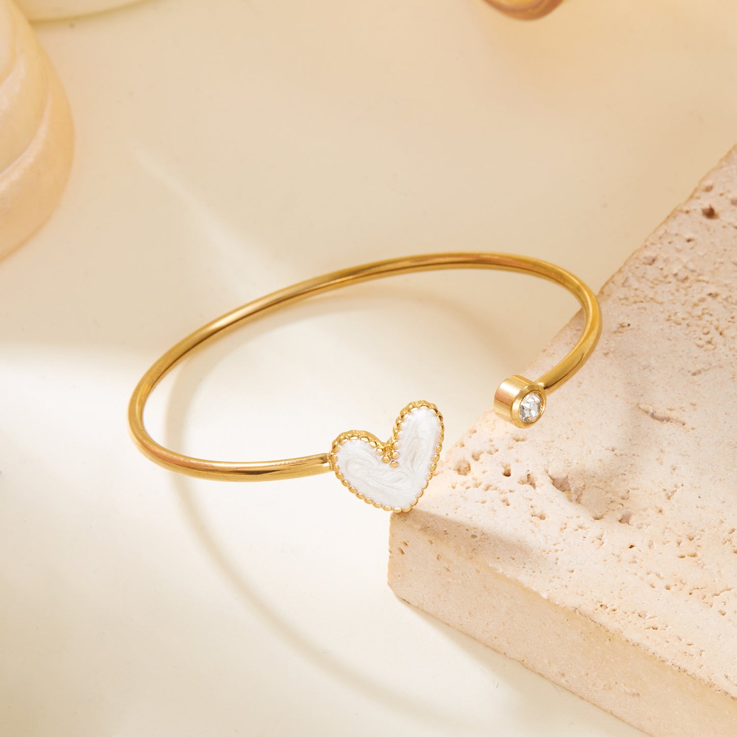 Simple Style Heart Shape 304 Stainless Steel Bangle