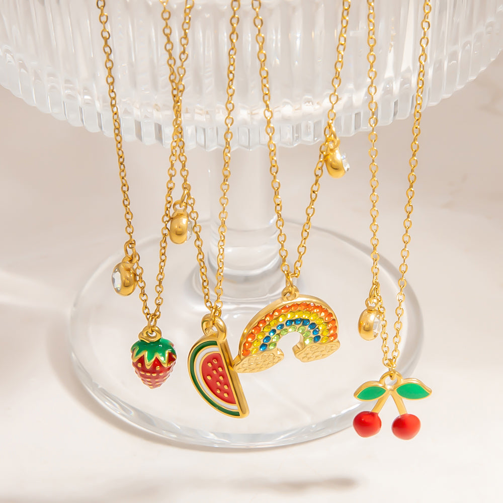 Cute Sweet Fruit 304 Stainless Steel Pendant Necklace