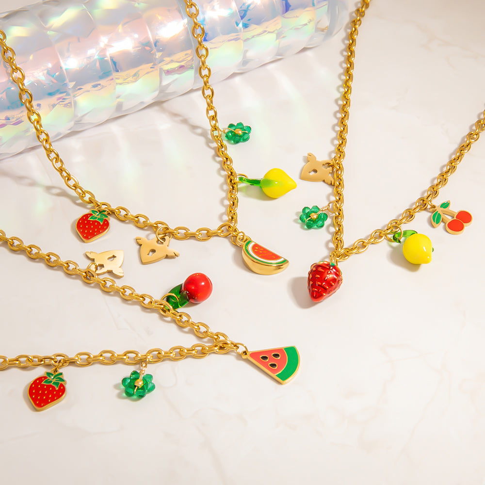 Cute Sweet Fruit 304 Stainless Steel Necklace