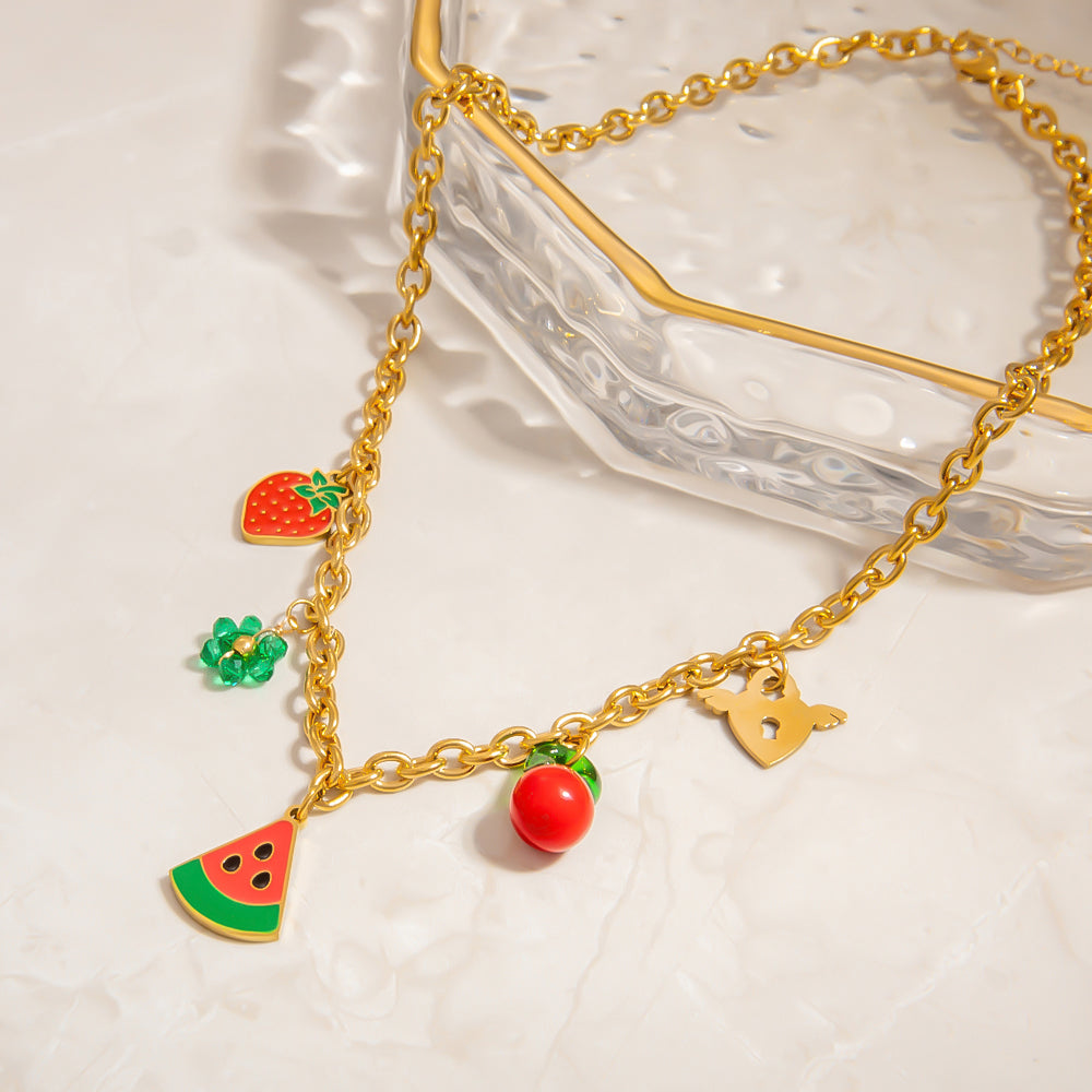 Cute Sweet Fruit 304 Stainless Steel Necklace