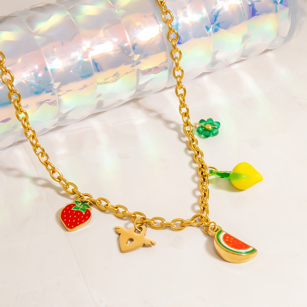 Cute Sweet Fruit 304 Stainless Steel Necklace