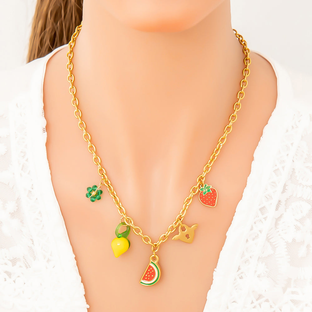 Cute Sweet Fruit 304 Stainless Steel Necklace