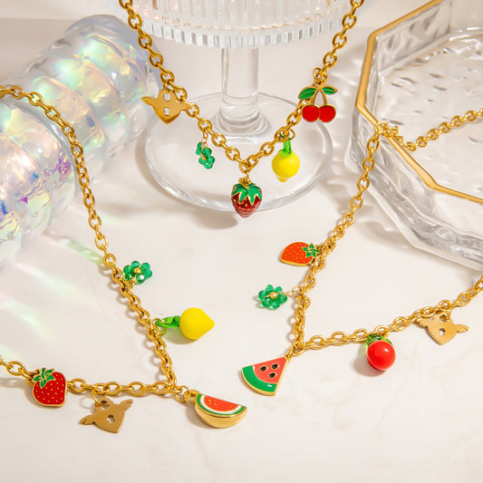 Cute Sweet Fruit 304 Stainless Steel Necklace