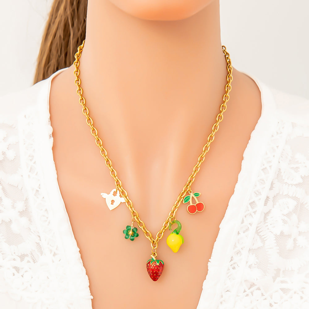 Cute Sweet Fruit 304 Stainless Steel Necklace