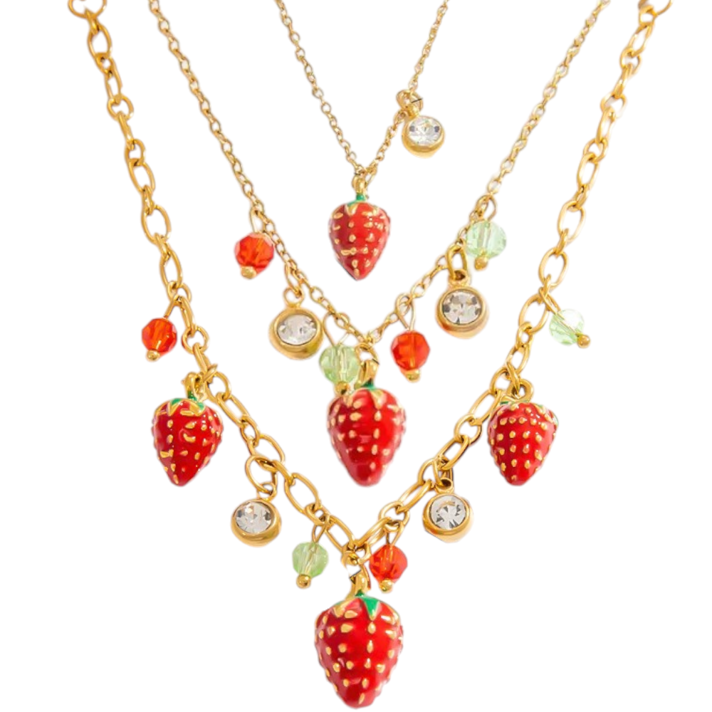 Jewelry Cute Pastoral Strawberry 304 Stainless Steel Necklace