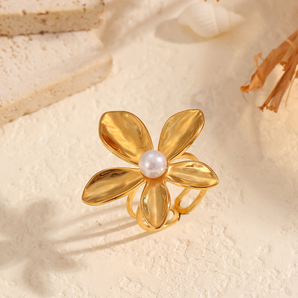 Casual Simple Style Sun Flower 304 Stainless Steel Open Rings