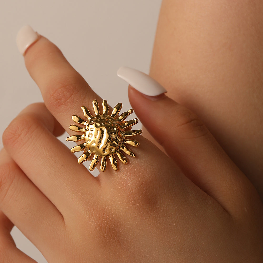 Casual Simple Style Sun Flower 304 Stainless Steel Open Rings