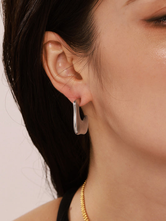 C Shape Plating 304 Stainless Steel 18K Gold Plated Ear Studs