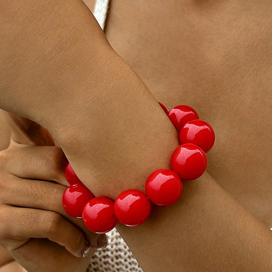 Simple Style Round Plastic Beaded Chain Slip-on Beaded Bracelets