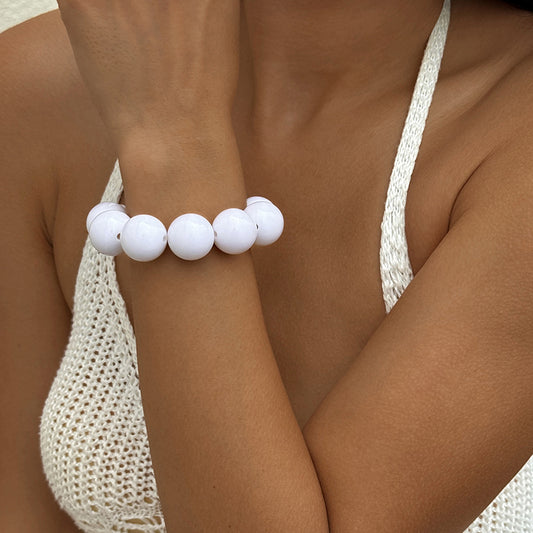 Simple Style Round Plastic Beaded Chain Slip-on Beaded Bracelets