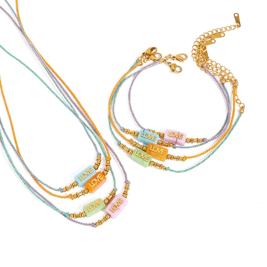 Casual Modern Style Commute Letter 316 Stainless Steel Twisted Rope Chain Bracelets Necklace