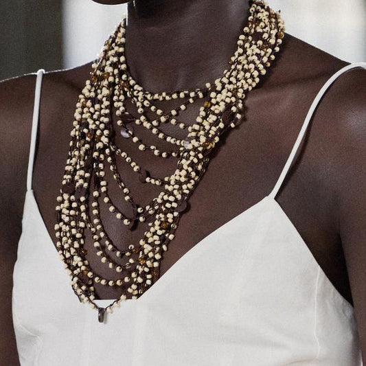 Ethnic Style Beaded Statement Necklace
