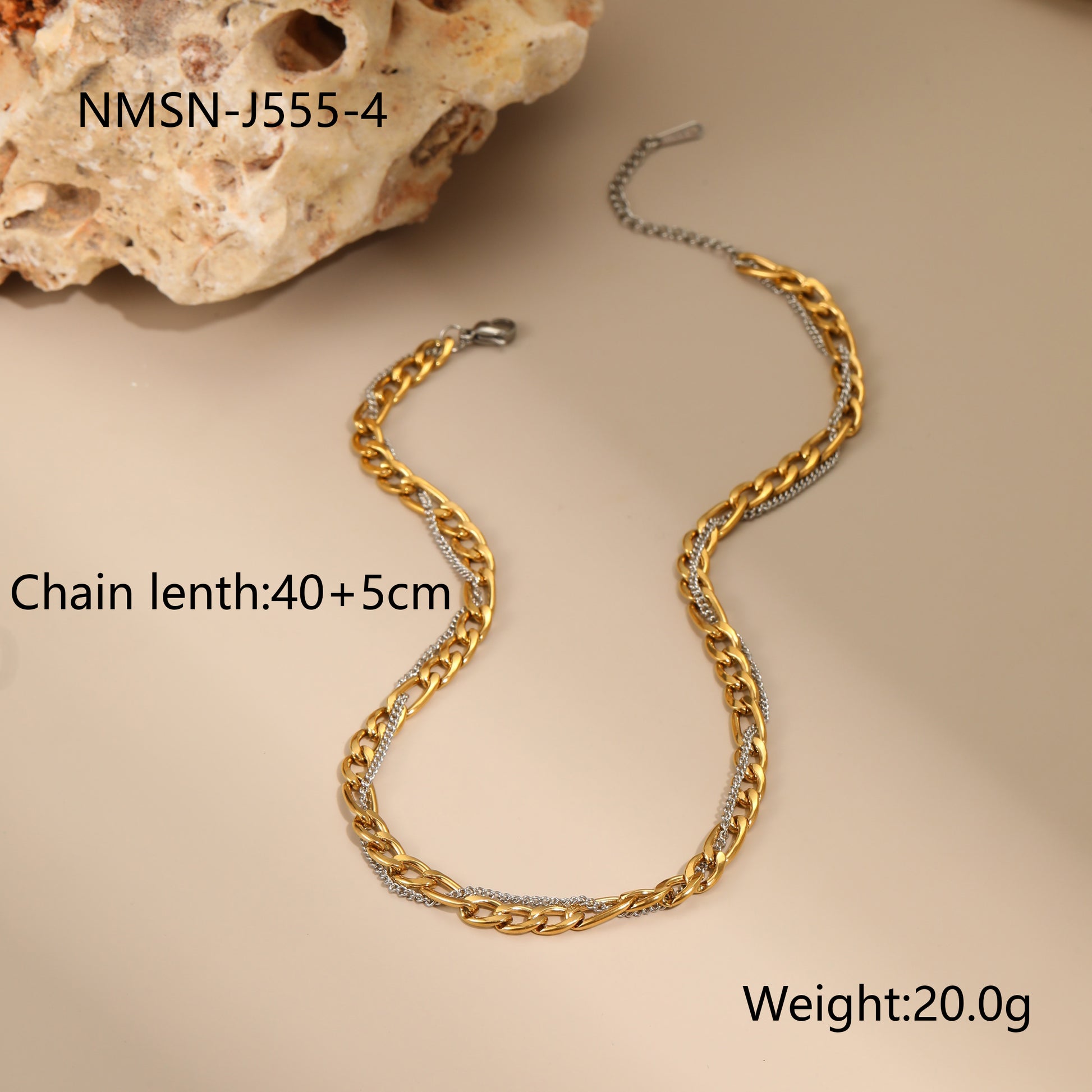 Κολιέ chunky chain διχρωμίας από ατσάλι – Χονδρική So Cute by Dimi