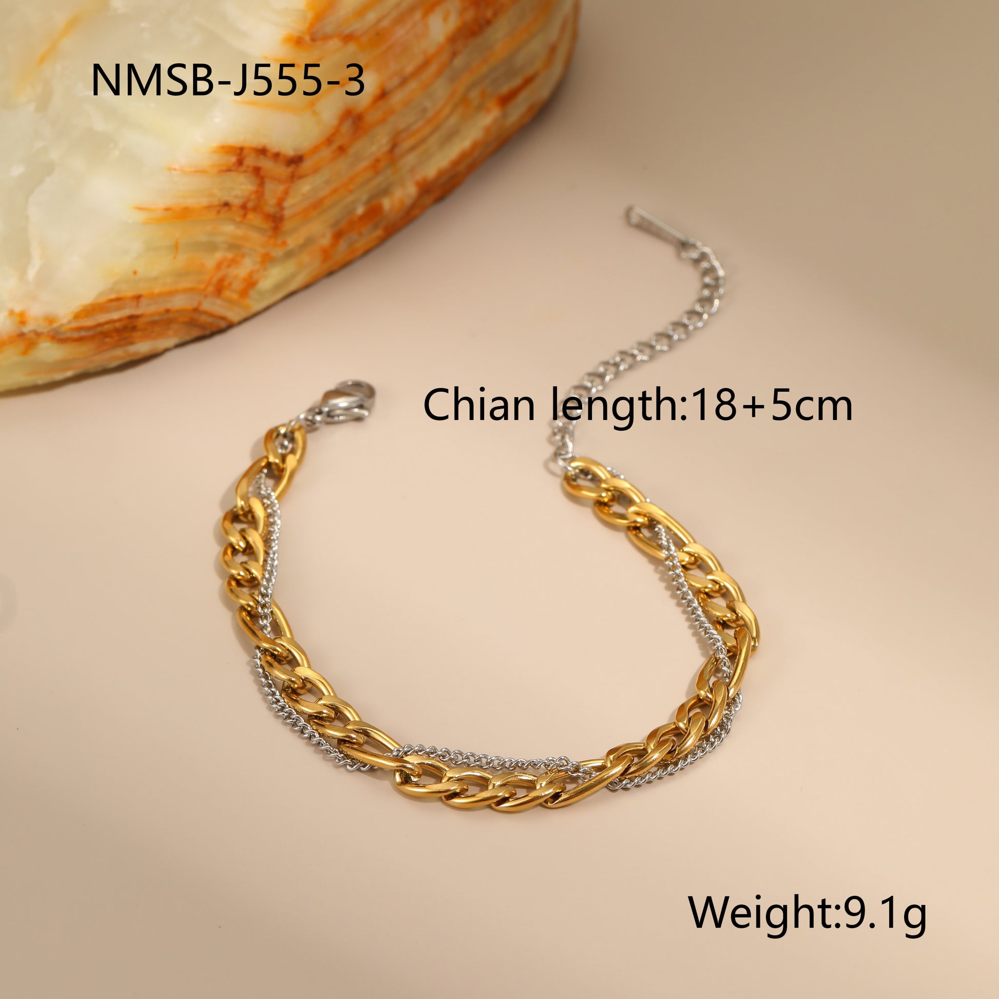 Βραχιόλι chunky chain διχρωμίας από ατσάλι – Χονδρική So Cute by Dimi
