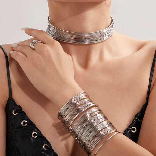 Ατσάλινο statement βραχιόλι multi-wire cuff – Χονδρική So Cute by Dimi