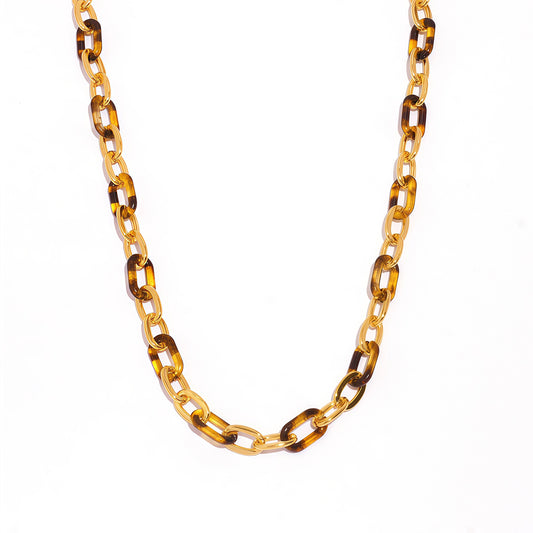 Κολιέ chain link tortoise με acetate κρίκους & ατσάλι – Χονδρική So Cute by Dimi