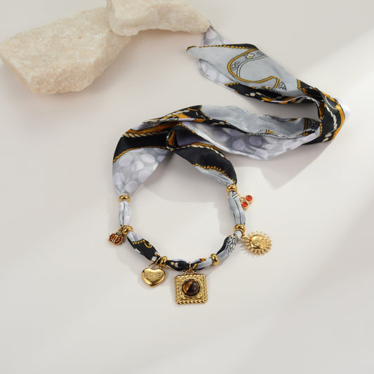 Κολιέ Tiger Eye με silk scarf κορδόνι – So Cute by Dimi B2B