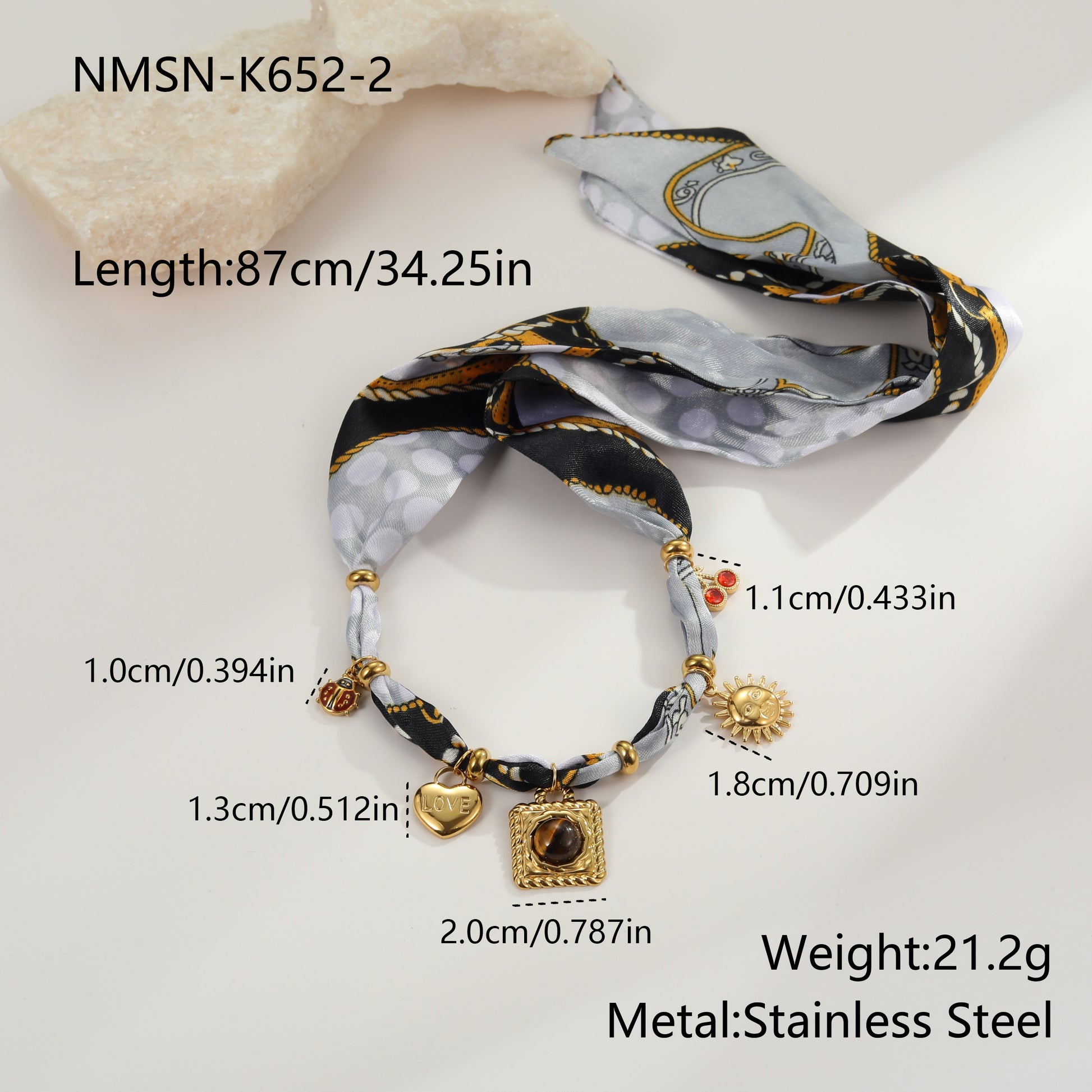Κολιέ Tiger Eye με silk scarf κορδόνι – So Cute by Dimi B2B