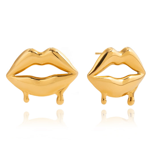 Ατσάλινα σκουλαρίκια lips liquid metal – Χονδρική So Cute by Dimi
