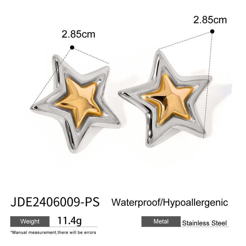 Two Tones Geometric Plating 304 Stainless Steel Ear Studs