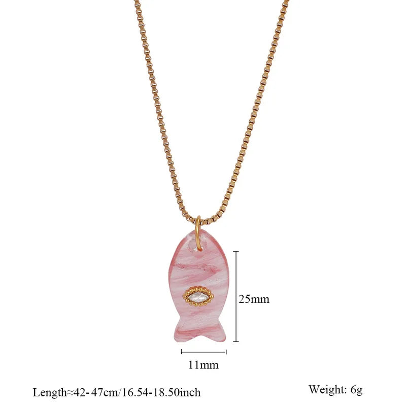 Cute Fish 304 Stainless Steel Plating Pendant Necklace