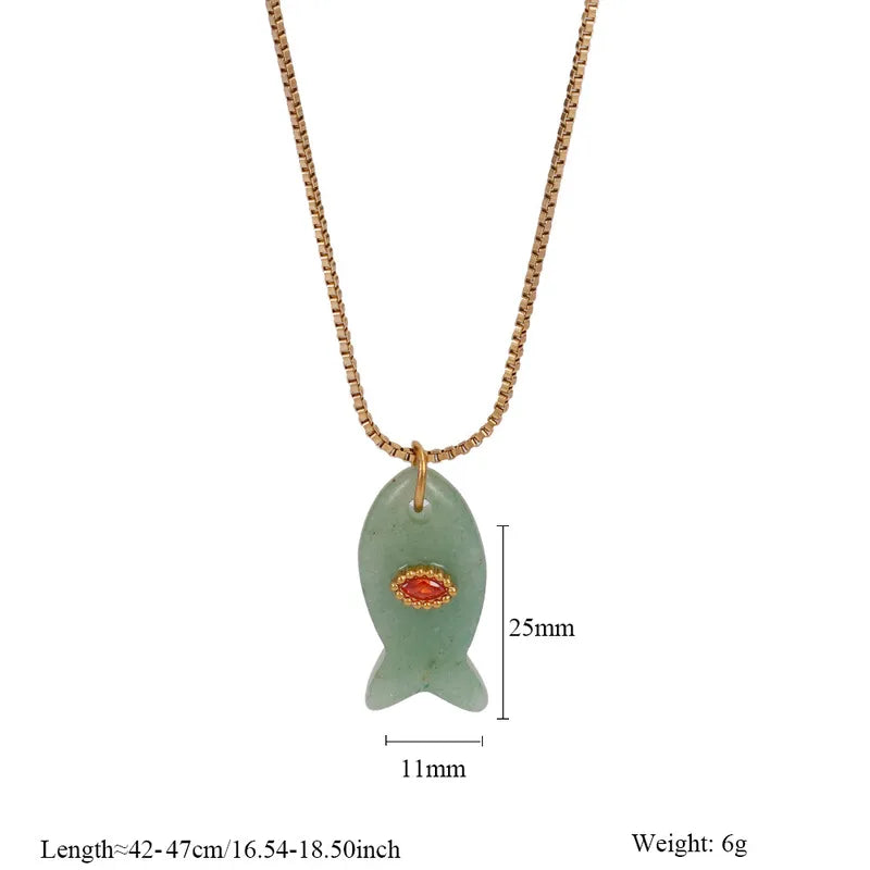 Cute Fish 304 Stainless Steel Plating Pendant Necklace