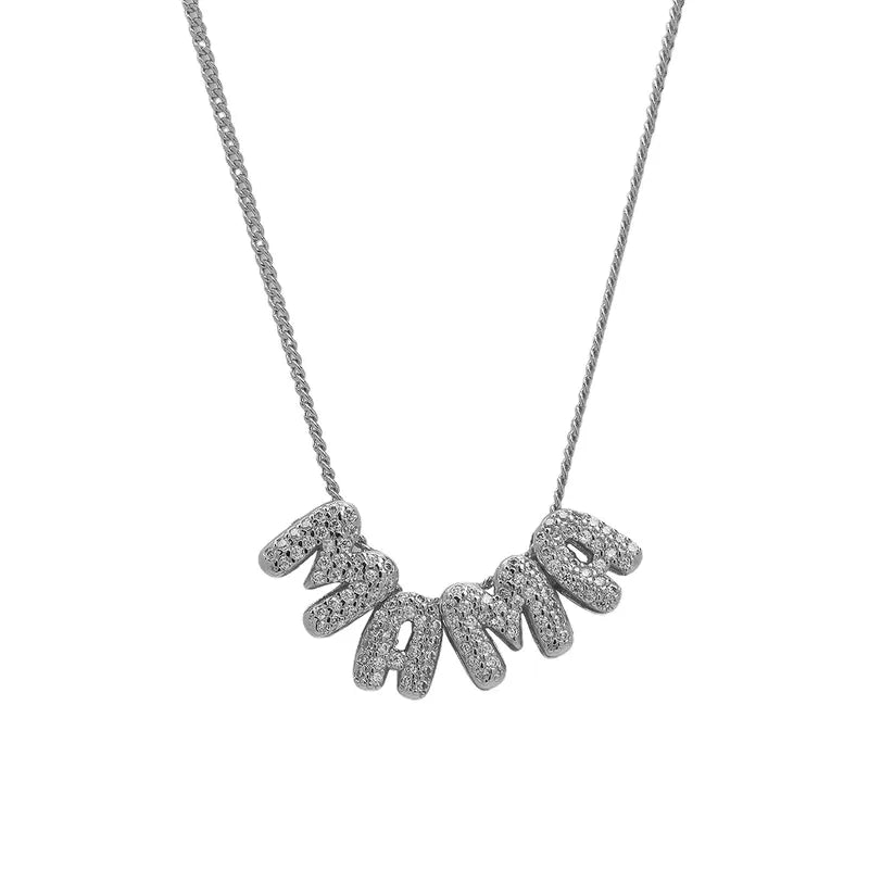 Letter Brass Zircon 18K Gold Plated Plating Pendant Necklace