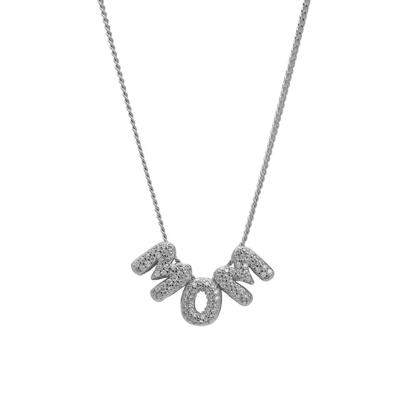 Letter Brass Zircon 18K Gold Plated Plating Pendant Necklace
